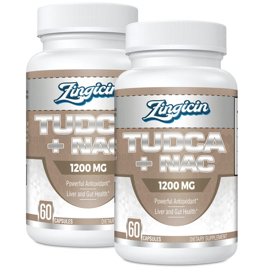 Zingicin TUDCA with NAC bottle and capsules offering convenient liver support.