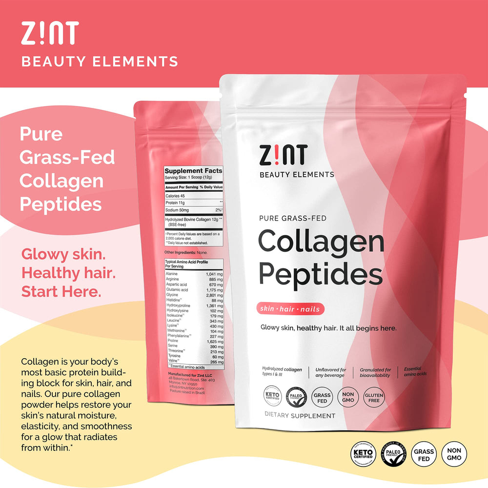 Zint collagen peptides dissolving into coffee for a neutral boost.