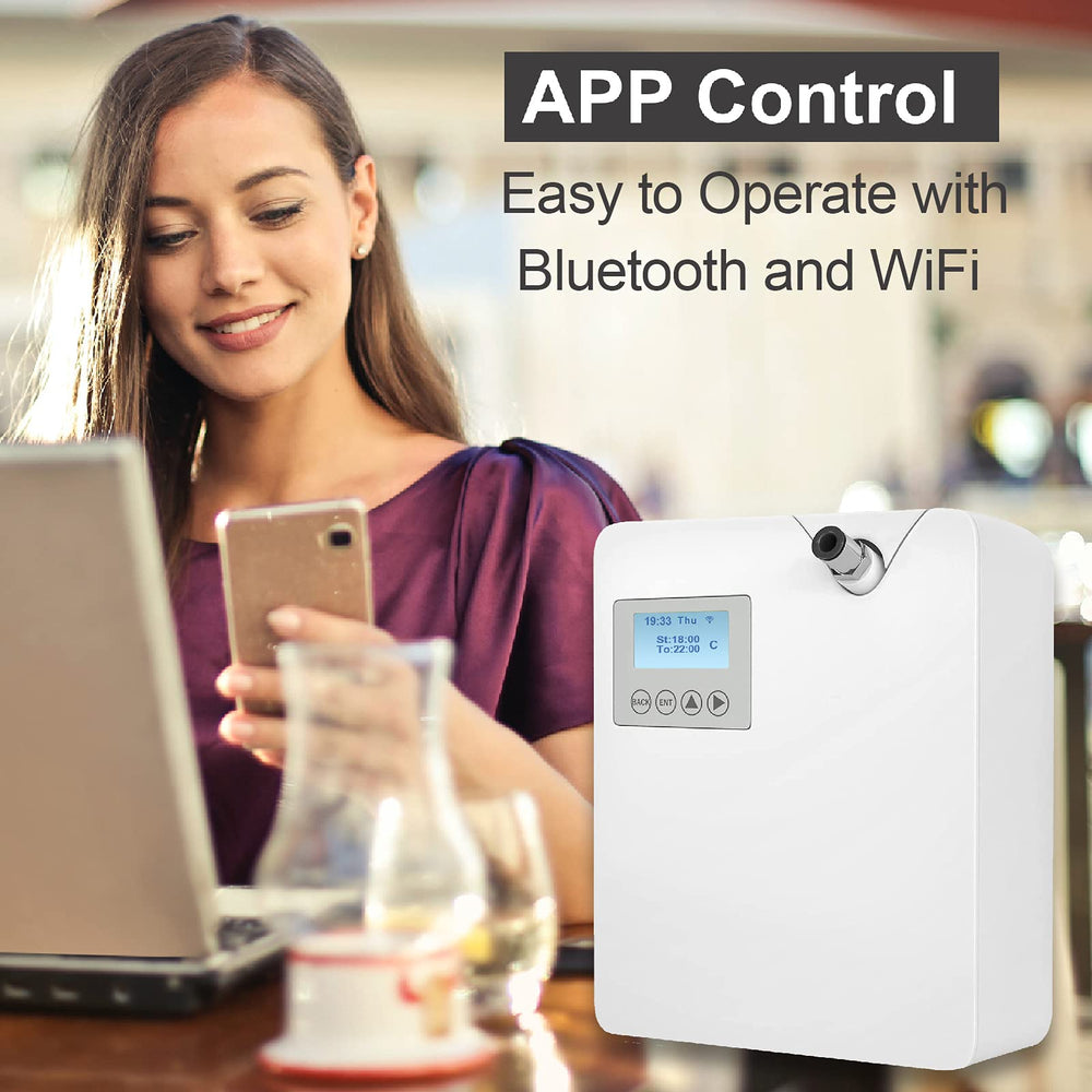 Zinyeme Scent Air Machine app control screen showing scheduling options.