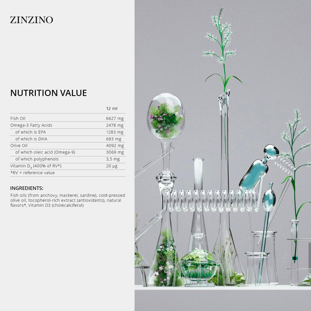 Zinzino BalanceOil+ bottle being poured to illustrate convenient daily dosage