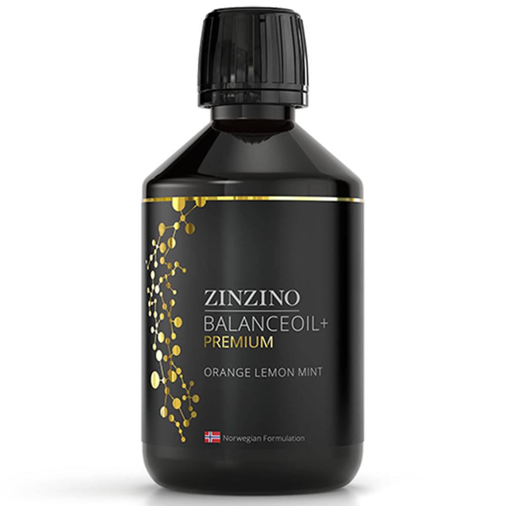 Zinzino BalanceOil+ bottle on a clean surface, supporting daily omega-3 balance.