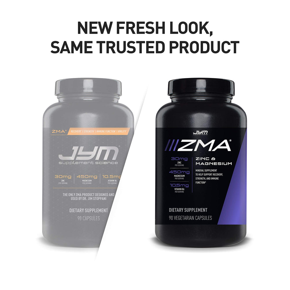 ZMA JYM packaging closeup with clear dosage information.