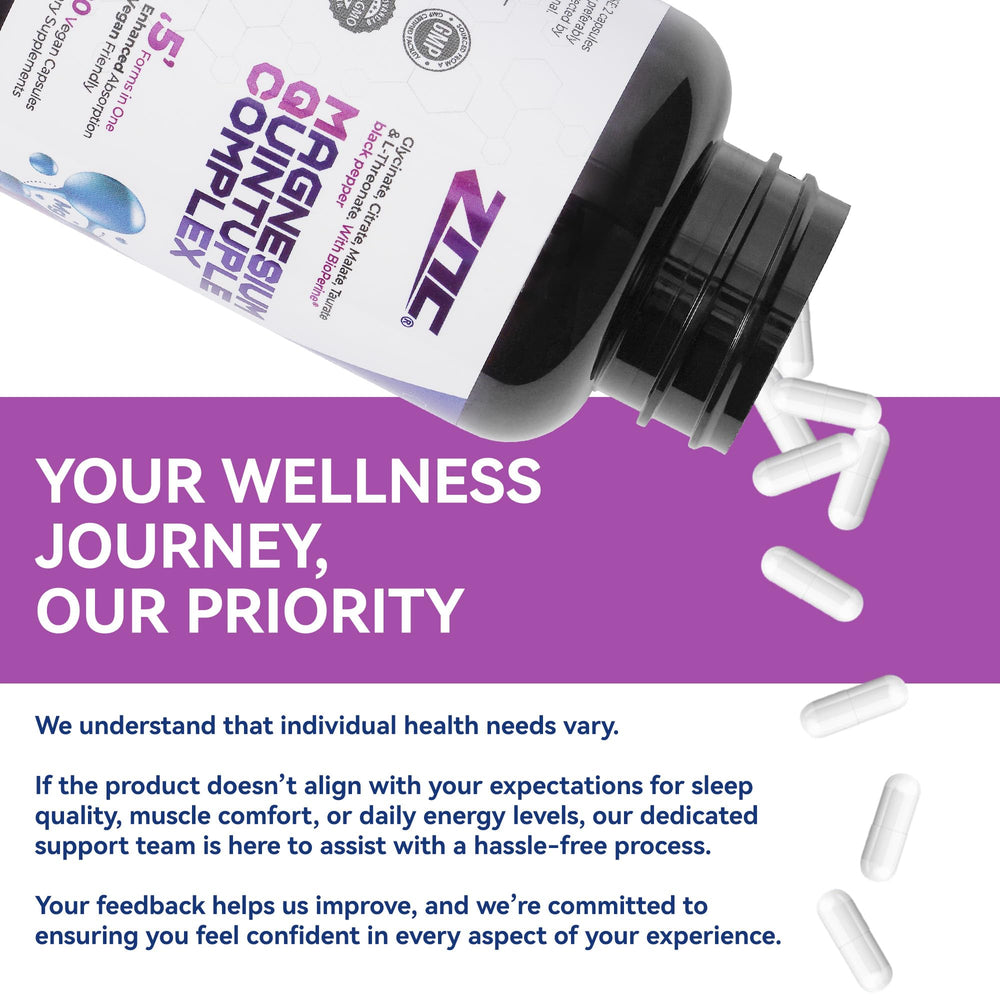 ZNC Magnesium Complex 810mg bottle on natural background for everyday wellness.