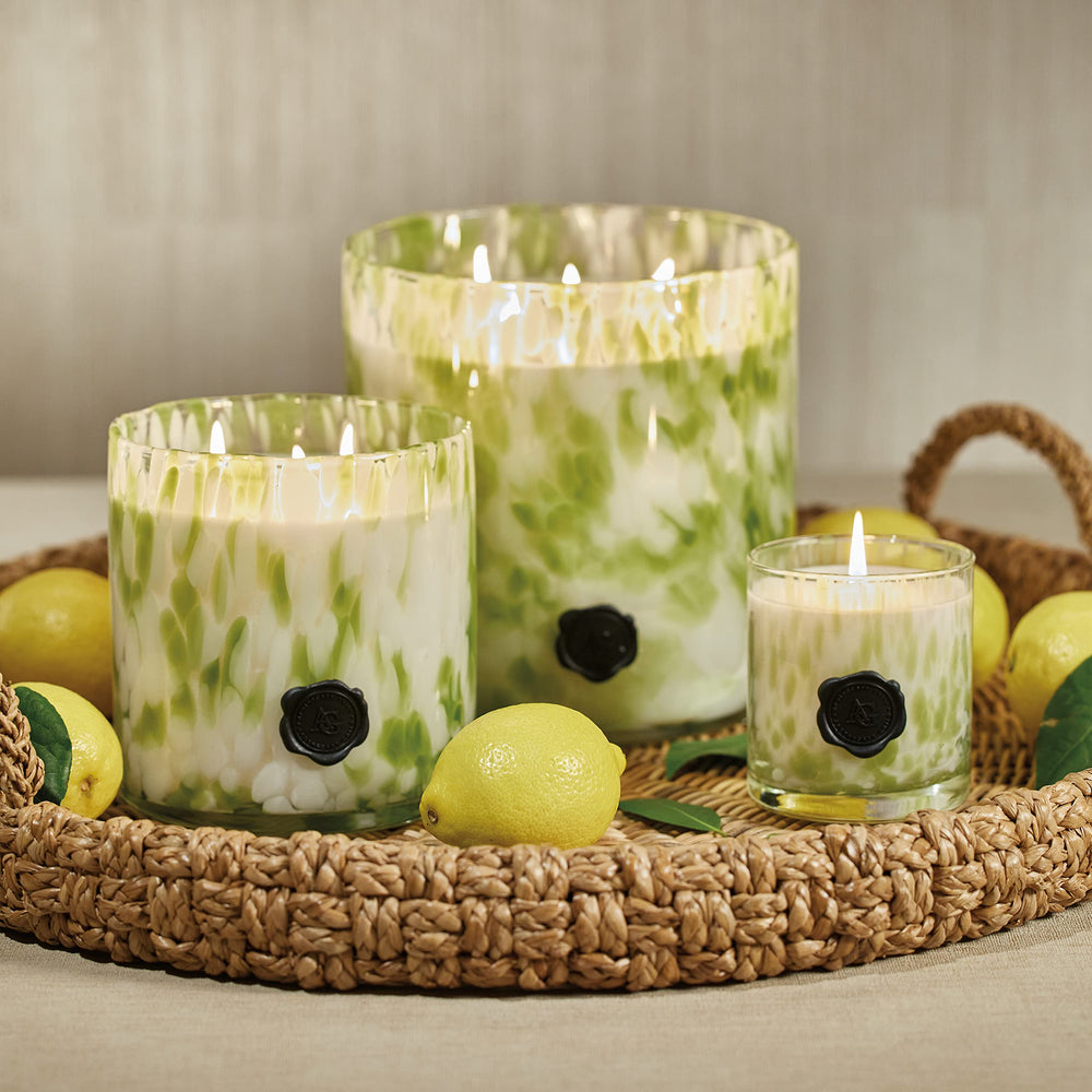 Close-up of Zodax candle showing citrus and spice notes