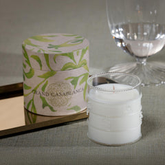 Zodax Grand Casablanca candle in a cozy living room setting