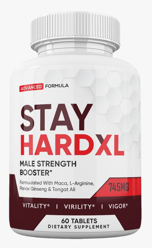 Zonata Stay Hard XL bottle close-up showing natural energy support for daily use