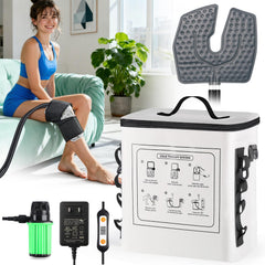 ZoneJoy knee ice machine setup shows compact design for easy at-home use.