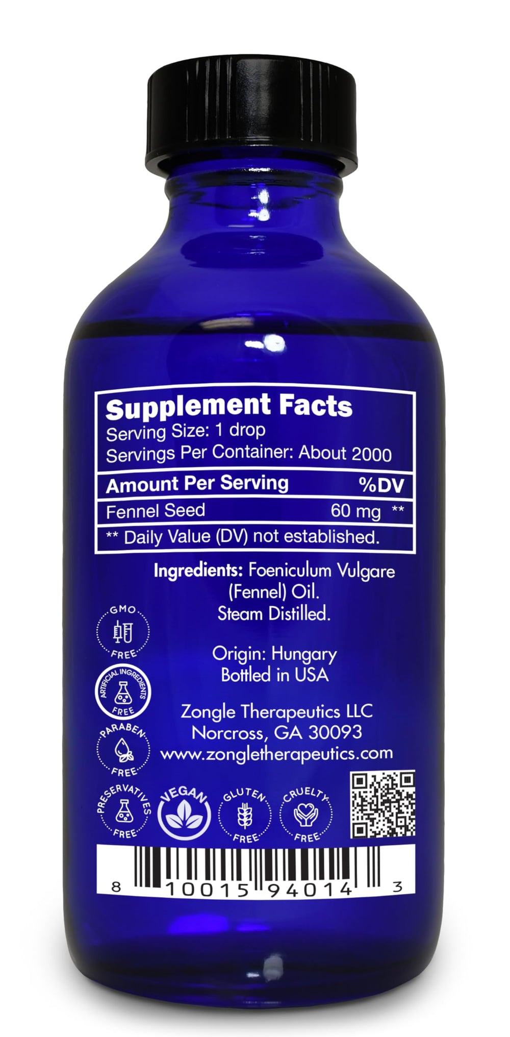 Zongle Fennel Essential Oil bottle with spoon over dish for infusion.