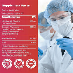 Zoone Nutra NAD ingredients closeup highlighting NR, PQQ, and Resveratrol