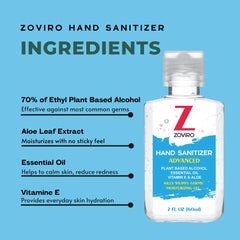 Zoviro hand sanitizer 2oz bottle cap showing flip-cap convenience