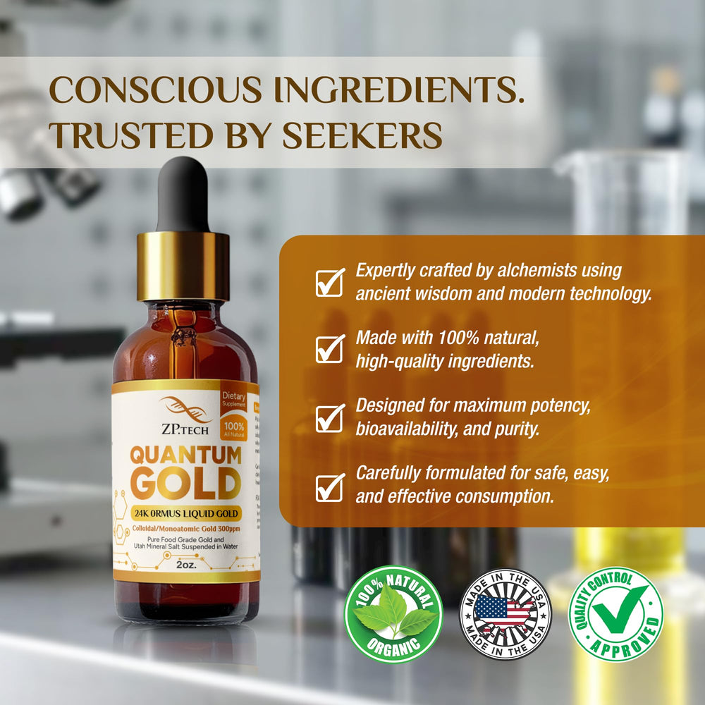 ZP.TECH Quantum Gold Ormus dropper ready for a mindful morning routine