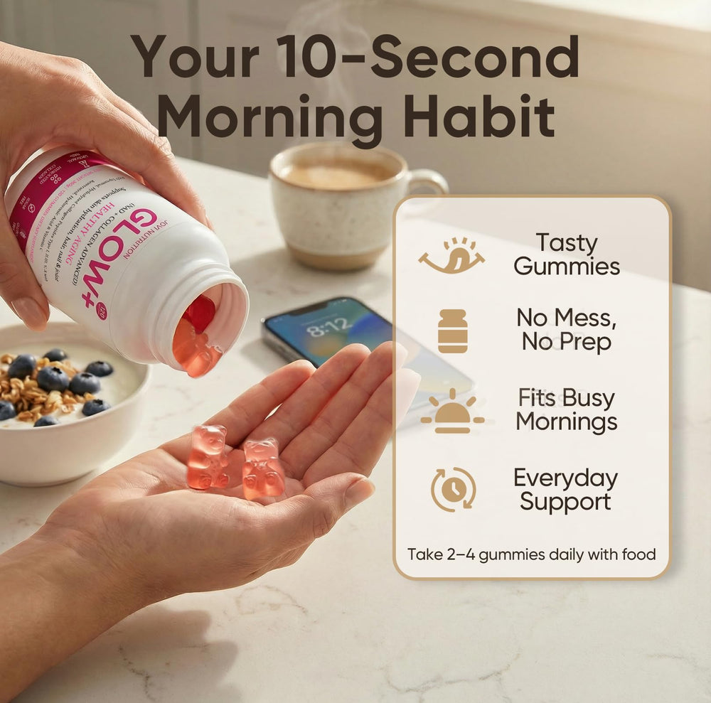 Ingredients include hyaluronic acid, vitamin C, and resveratrol in JoviGLOW+.