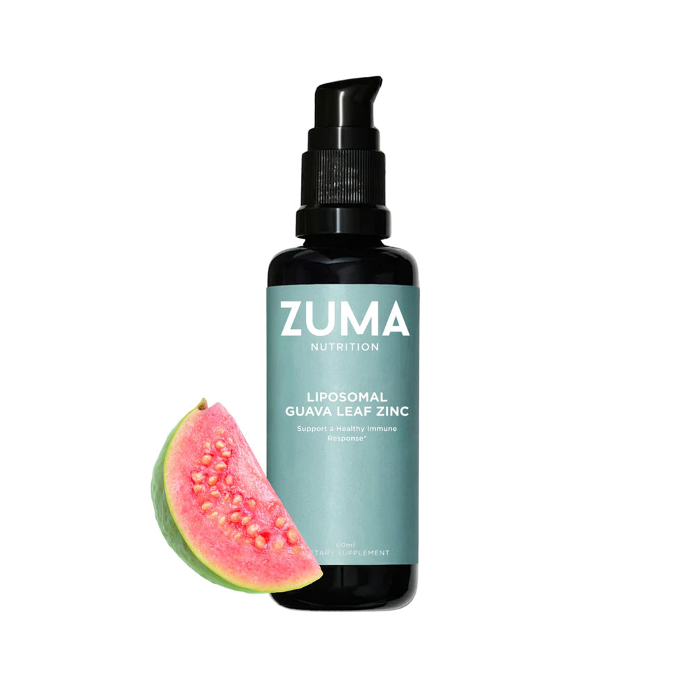 Zuma Nutrition Guava Leaf Zinc bottle for daily wellness on the go.