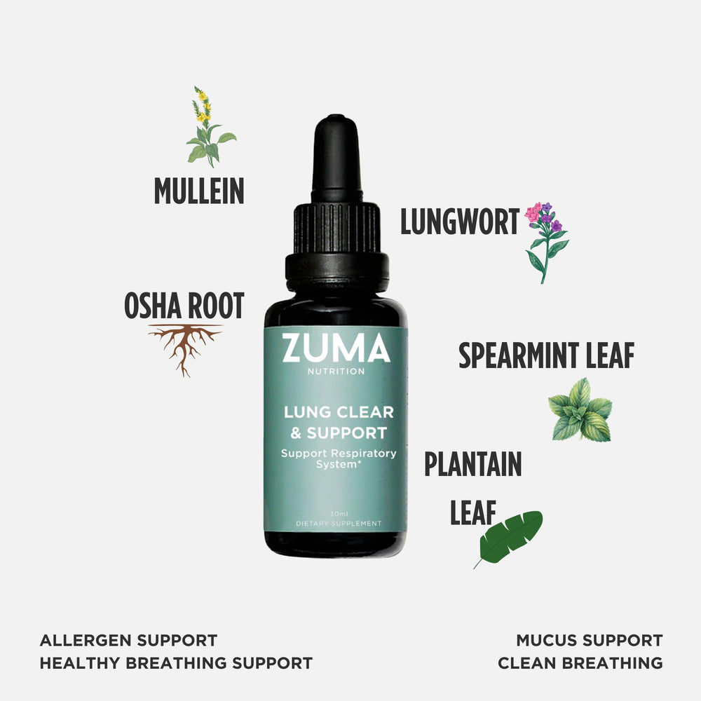 Mullein and osha root featured in Zuma Lung Support Tonic.