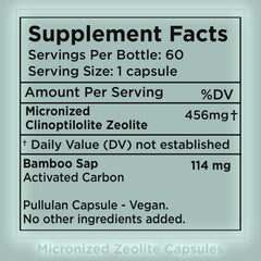 Close-up of Zuma Nutrition zeolite capsules showing a micronized mineral blend.