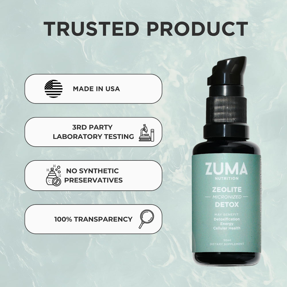 Zuma Nutrition Zeolite Micronized Liquid Tonic reveals herbal notes from rosemary and fenugreek