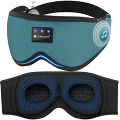 Zumusen Bluetooth Sleep Headphones with 3D eye mask worn for immersive night comfort.