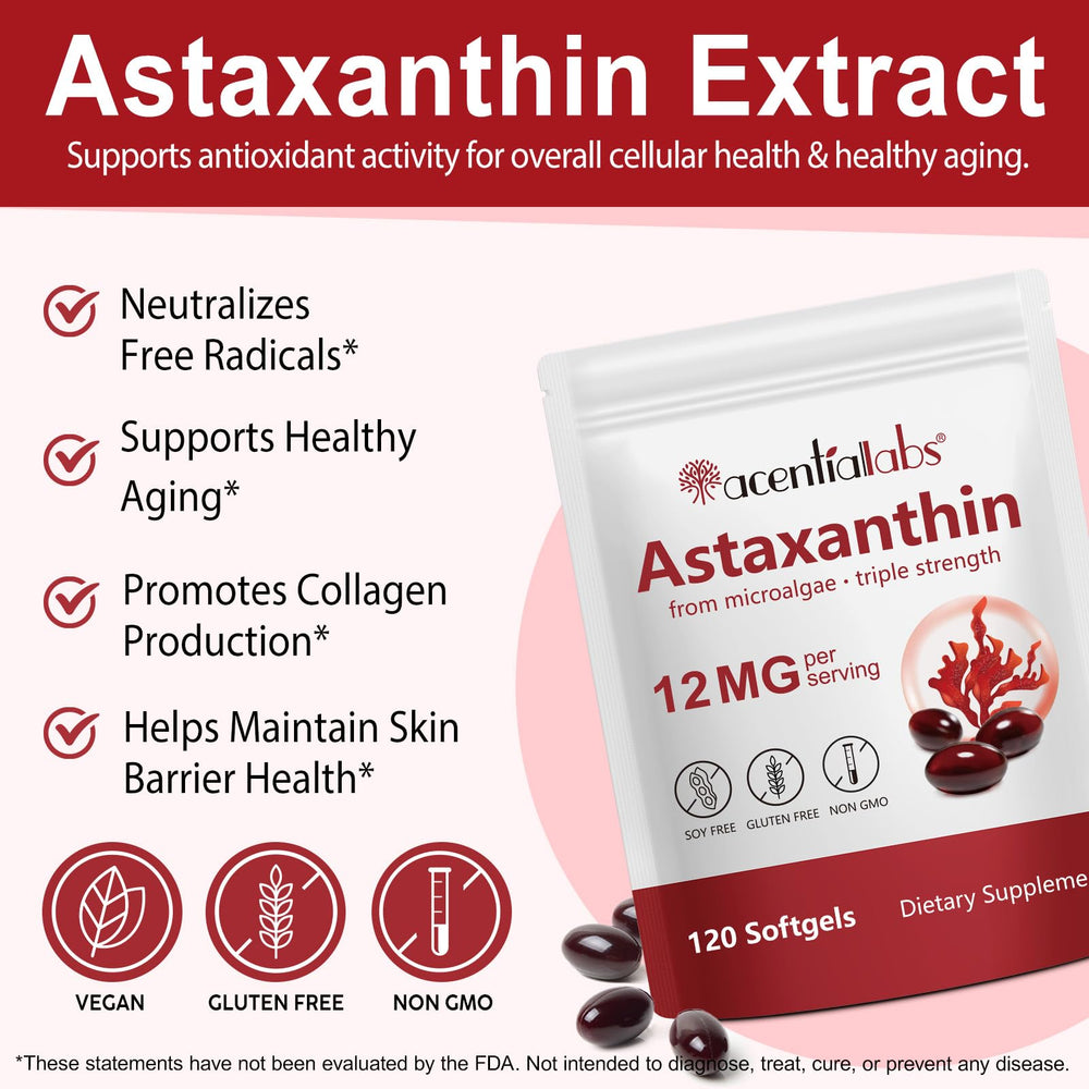 Closeup of ZUZOKKAHA Astaxanthin softgels highlighting small easy-to-swallow capsules