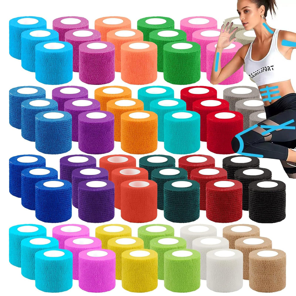 Zwealthygift 72-pack self-adhesive bandage wrap in vibrant colors for secure, comfortable support.