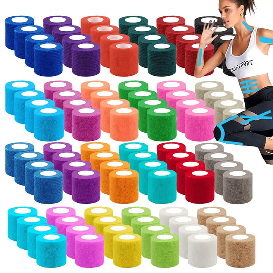 Zwealthygift 96-pack colorful bandage wrap rolls offer versatile self-adhesion for quick wraps on-the-go.