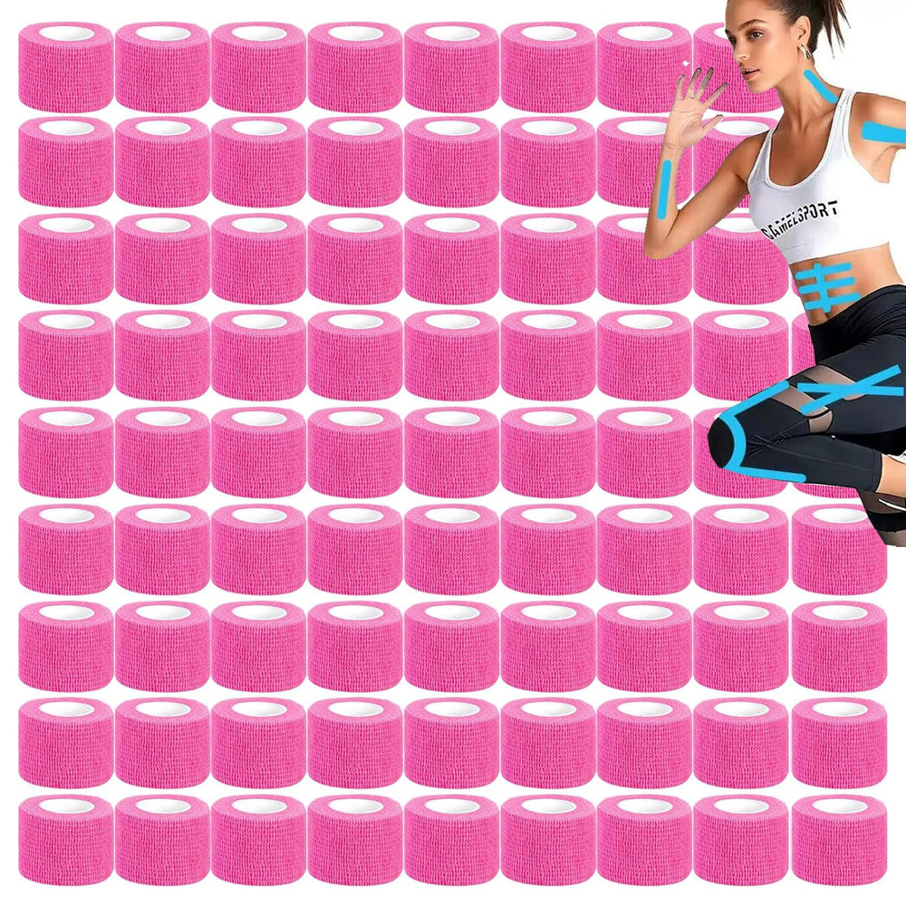 Zwealthygift pink self-adherent bandage roll provides secure support for injuries