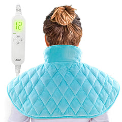ZXU weighted neck-shoulder heating pad drapes closely to target warmth and relief