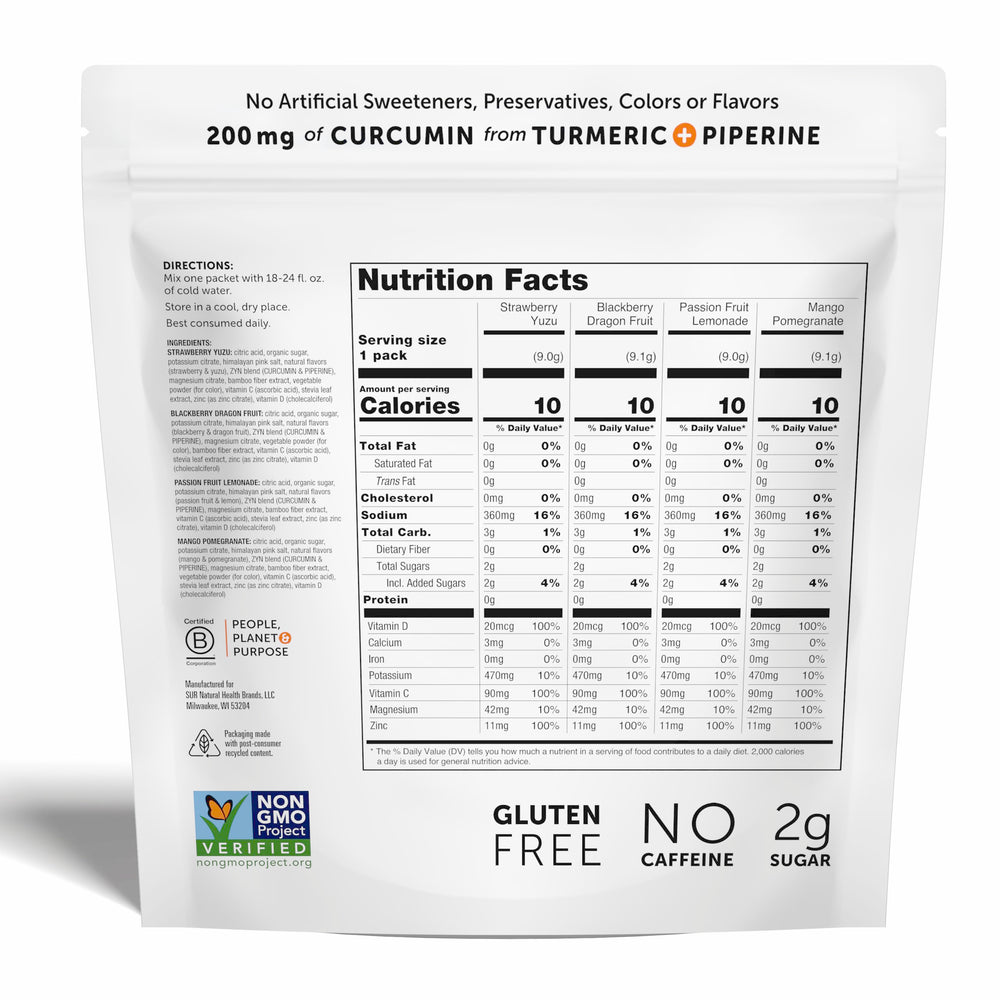 ZYN Electrolyte Drink Mix Blackberry Dragon Fruit packets refresh flavor during activity.