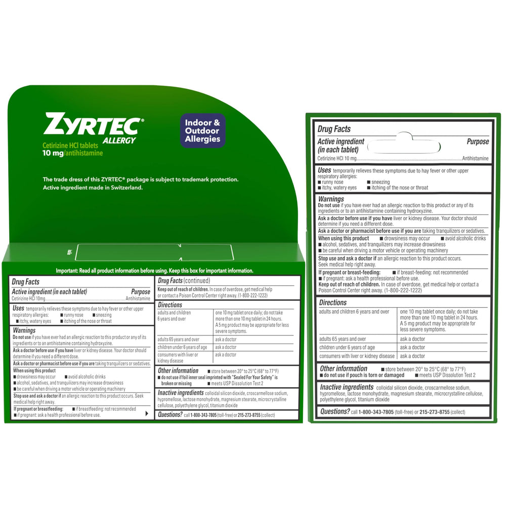Zyrtec age-6plus usage scene communicates suitability for children and caregivers.
