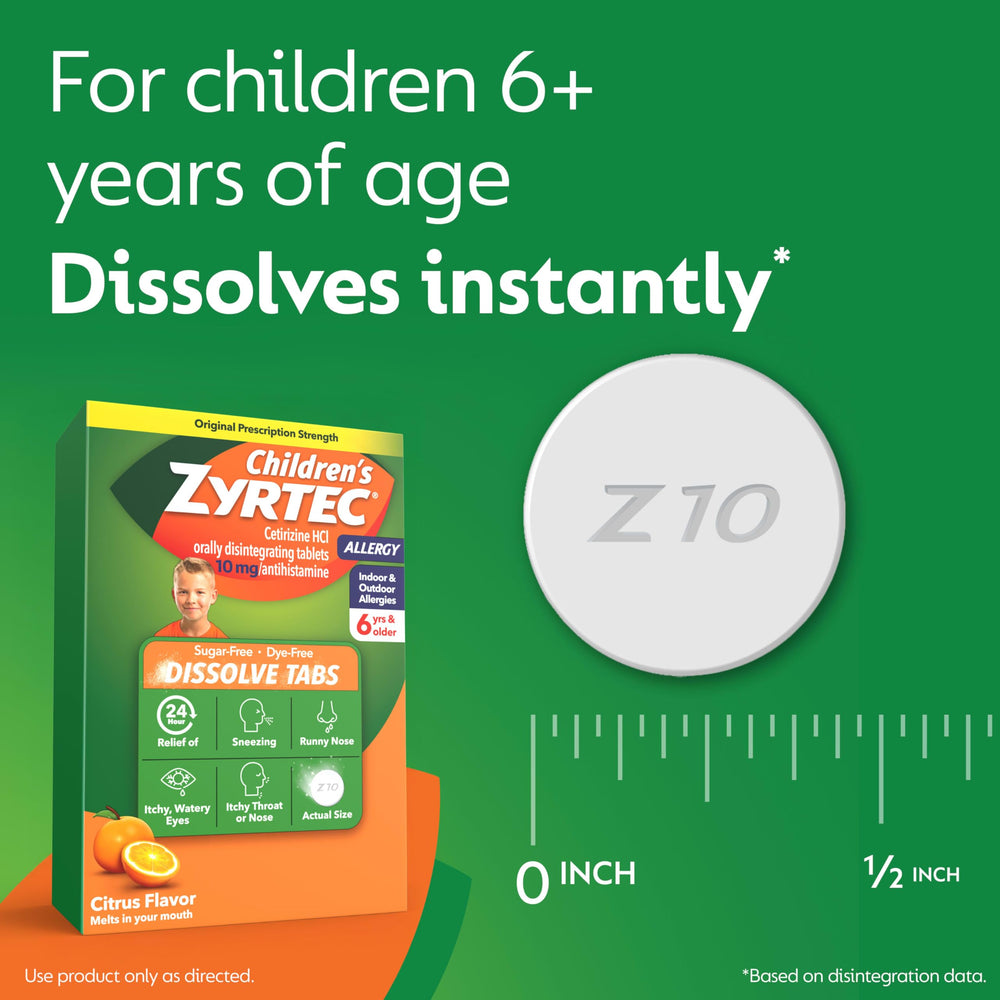 Zyrtec Children's allergy relief suited for indoor and outdoor triggers.
