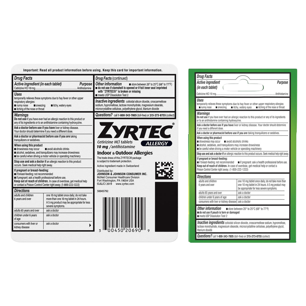 Zyrtec FSA-eligible sticker indicates eligible purchase.