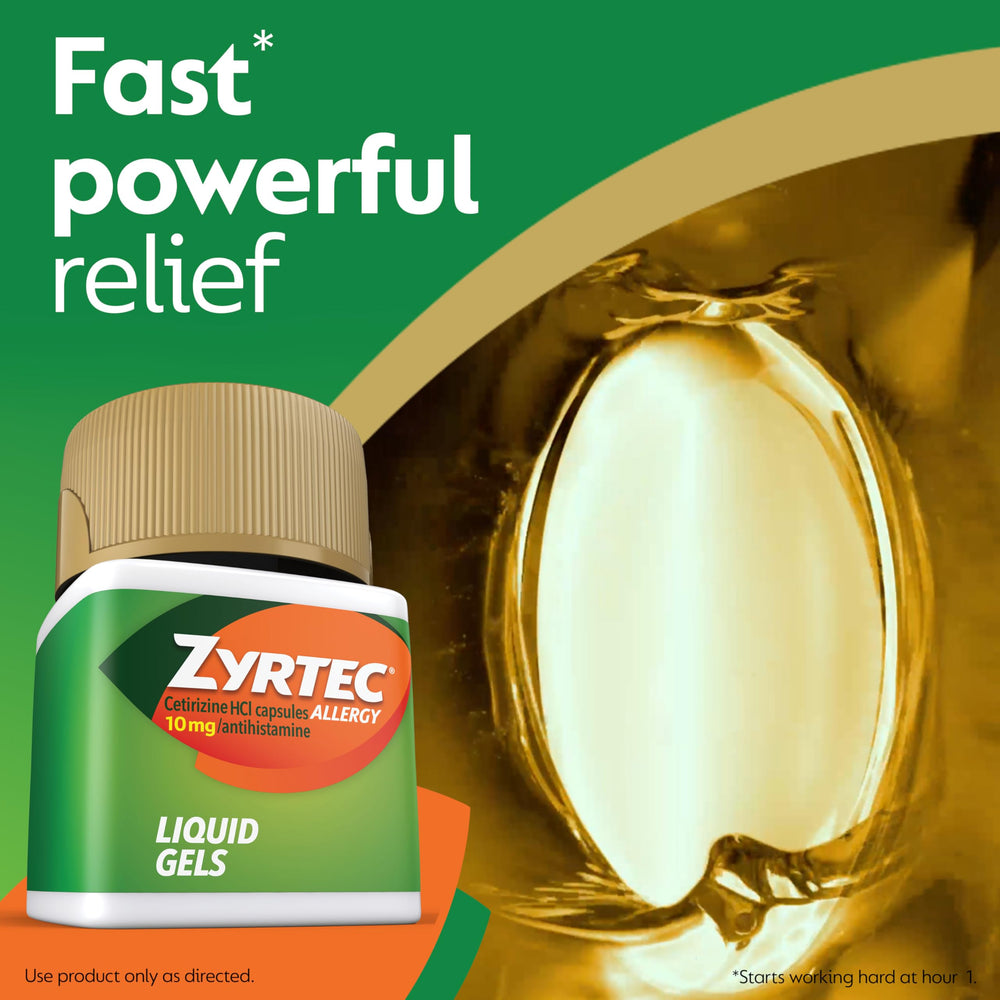 Zyrtec pollen relief for seasonal outdoor allergy symptoms.