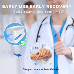 ZZP nail fungus laser device emits blue and infrared light for nail care.