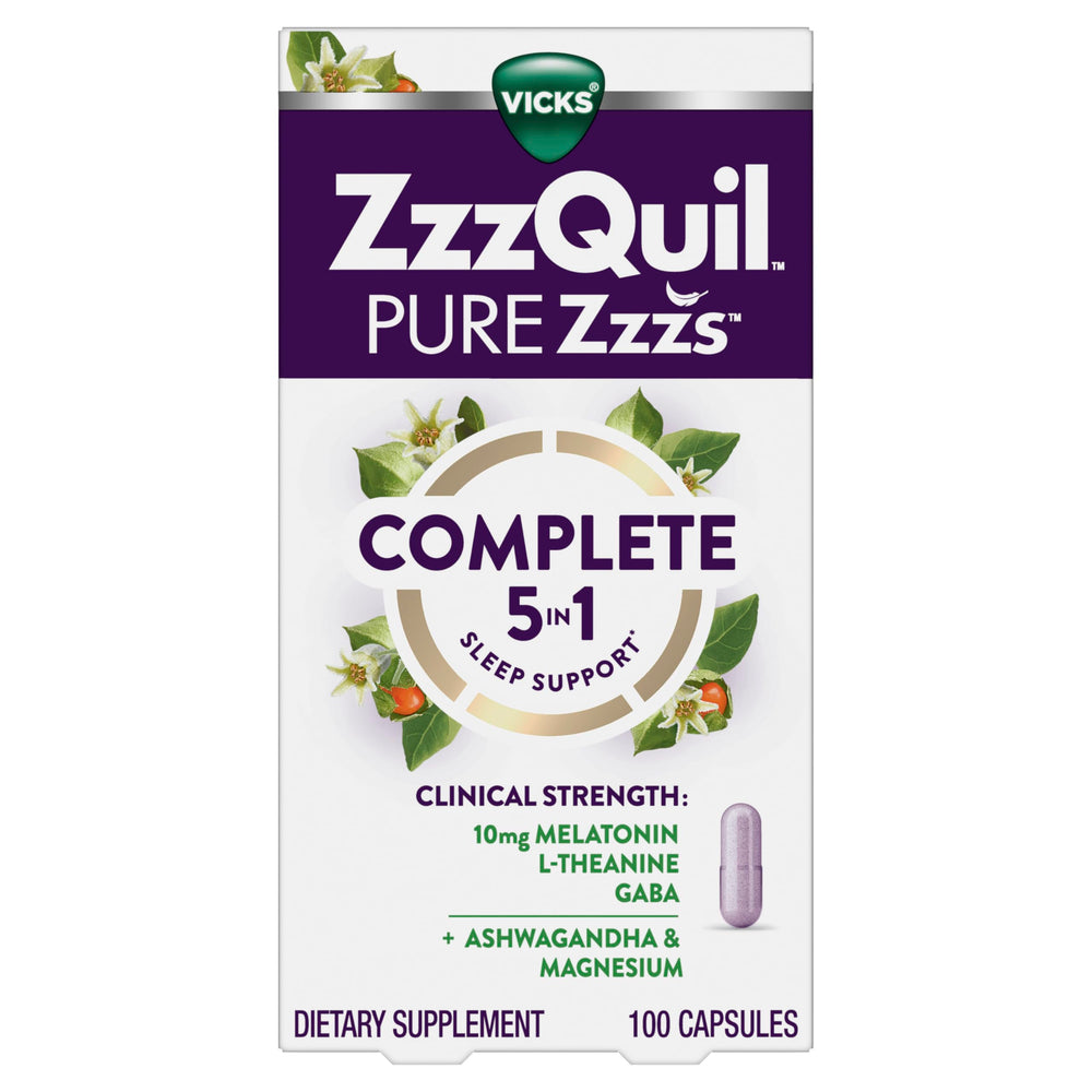 ZzzQuil PURE Zzzs bottle front view for an easy nightly routine.