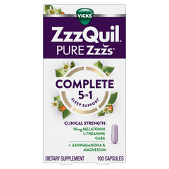 ZzzQuil PURE Zzzs bottle front view for an easy nightly routine.