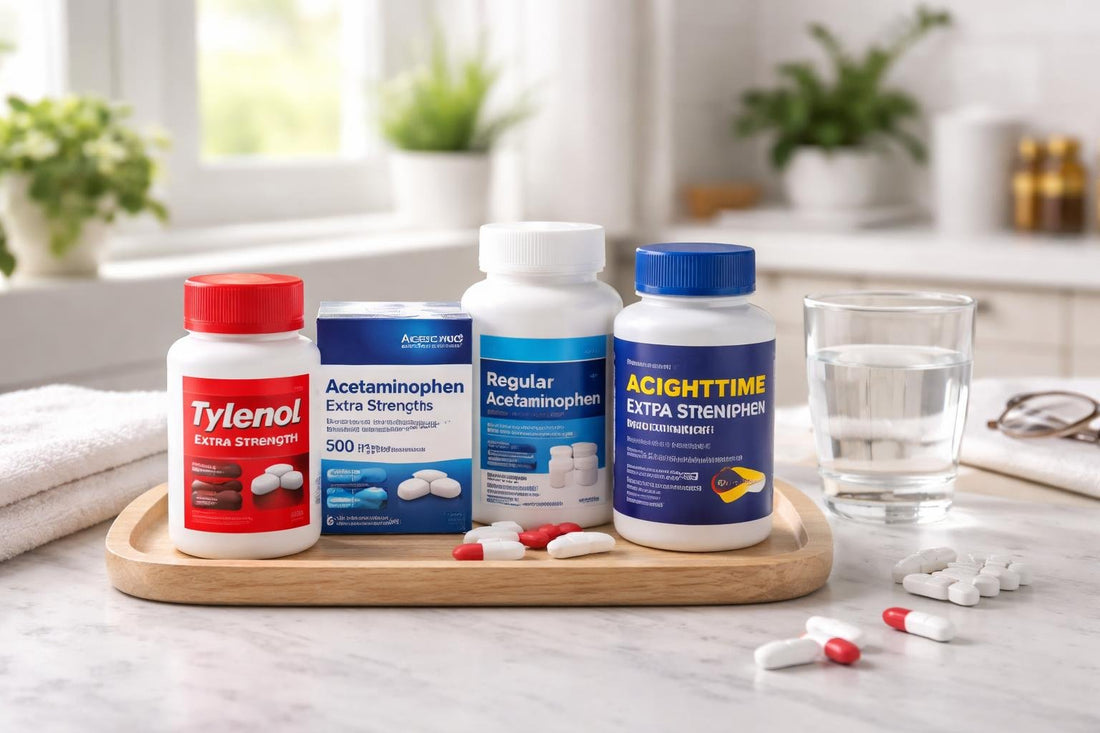 assorted acetaminophen products and packaging