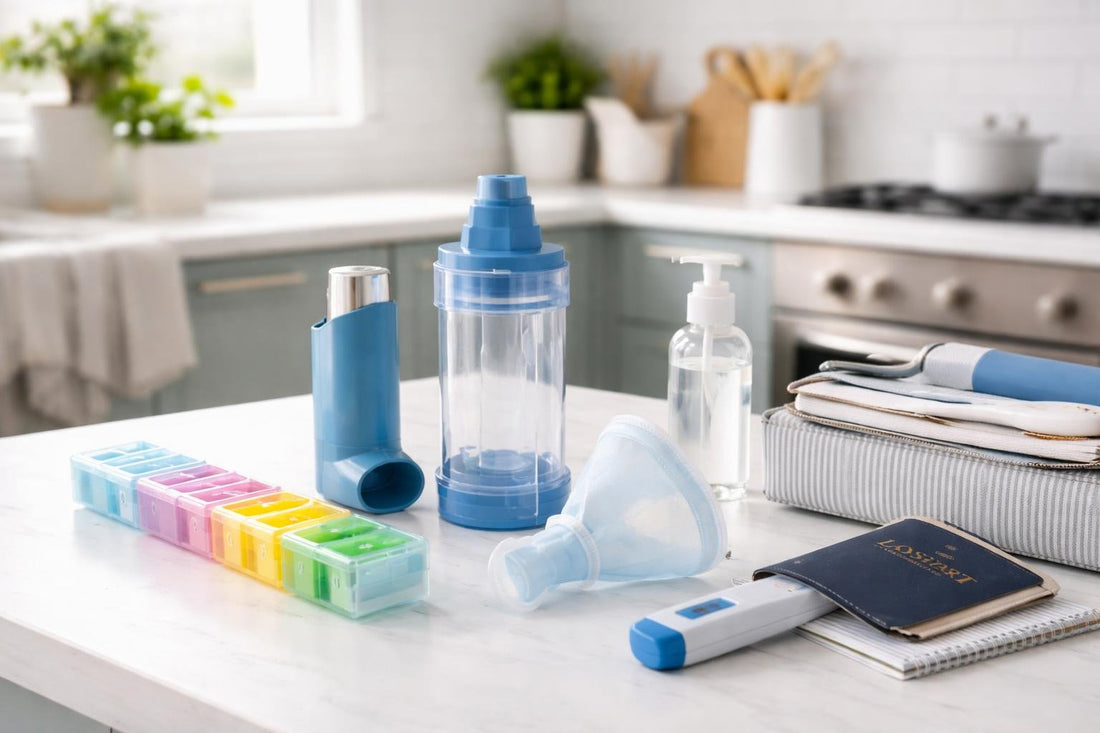 Asthma control essentials kit with inhaler and spacer