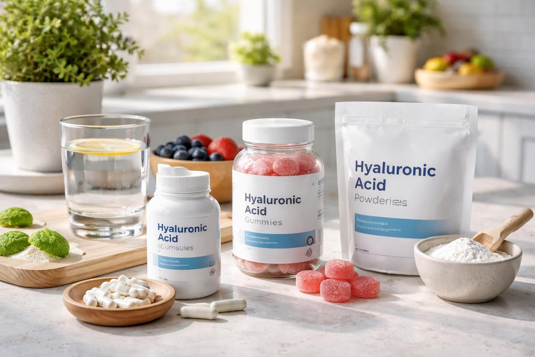 Beginner hyaluronic acid supplements in capsules gummies and powder