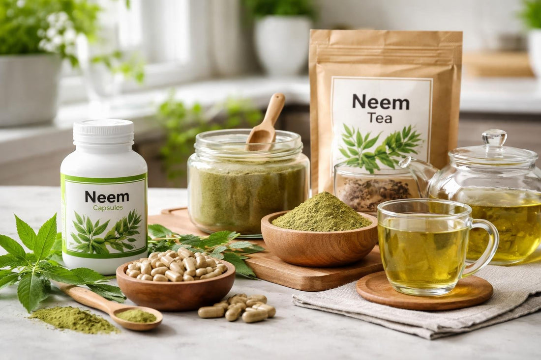 Budget-friendly neem capsules, powder, and tea options