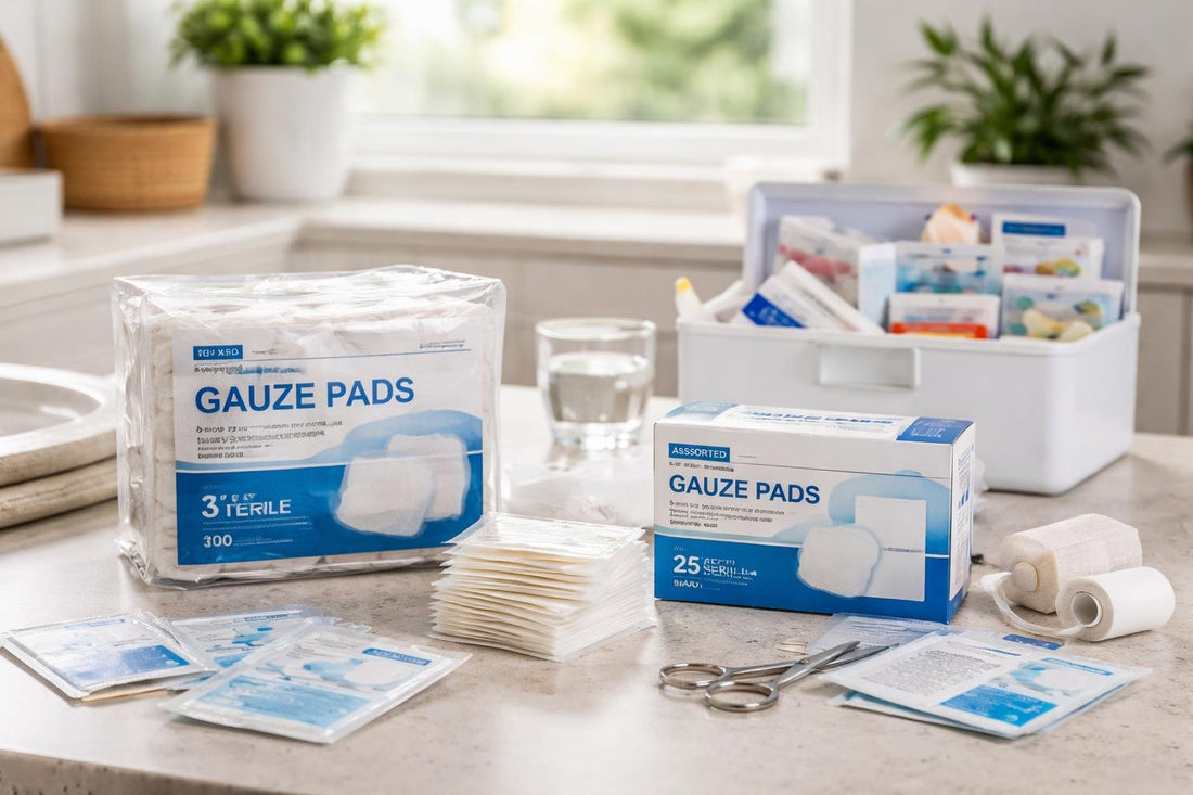 Bulk and single first aid bandaging pads for home kit