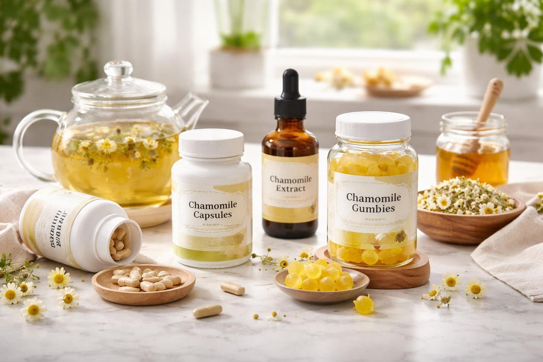 Chamomile herbal supplements for sleep and stress support