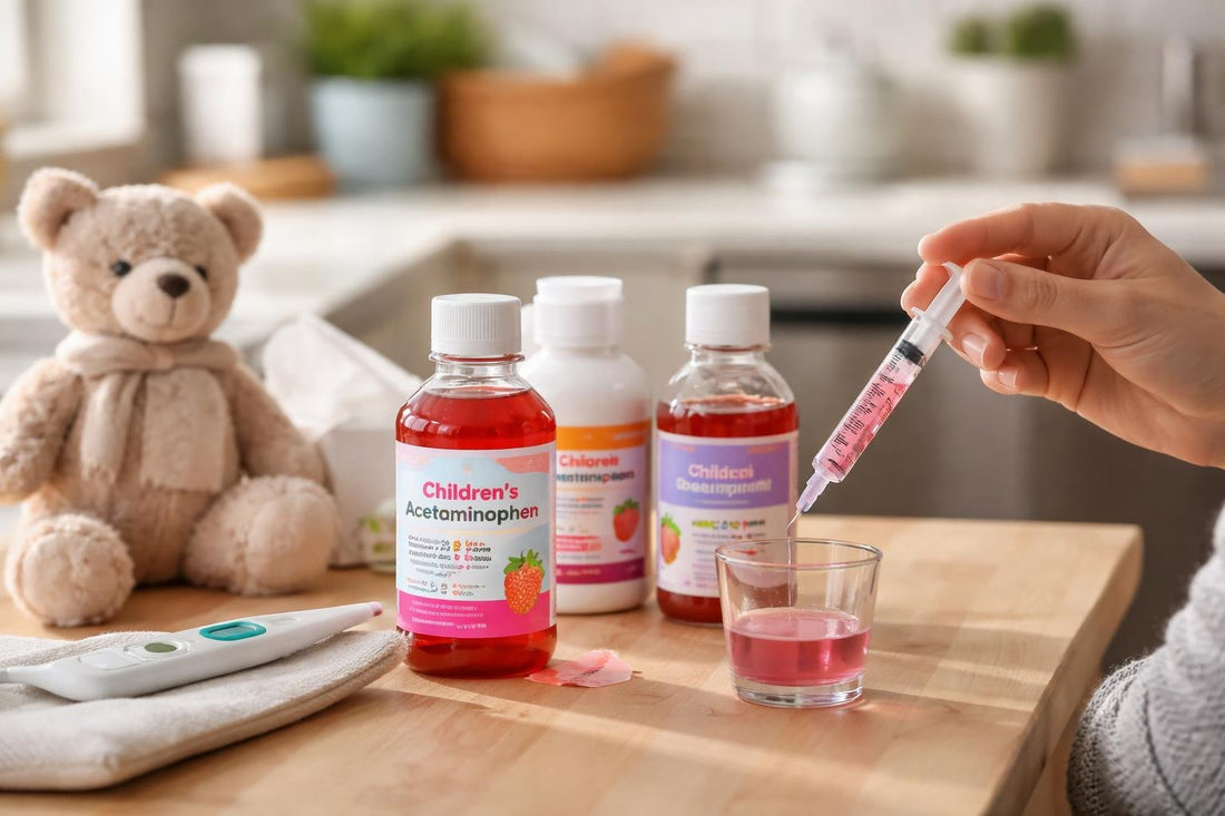 Parent measuring children’s acetaminophen dose with oral syringe
