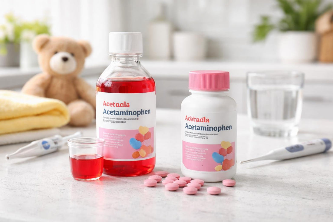 Children's acetaminophen bottles and dosing tools