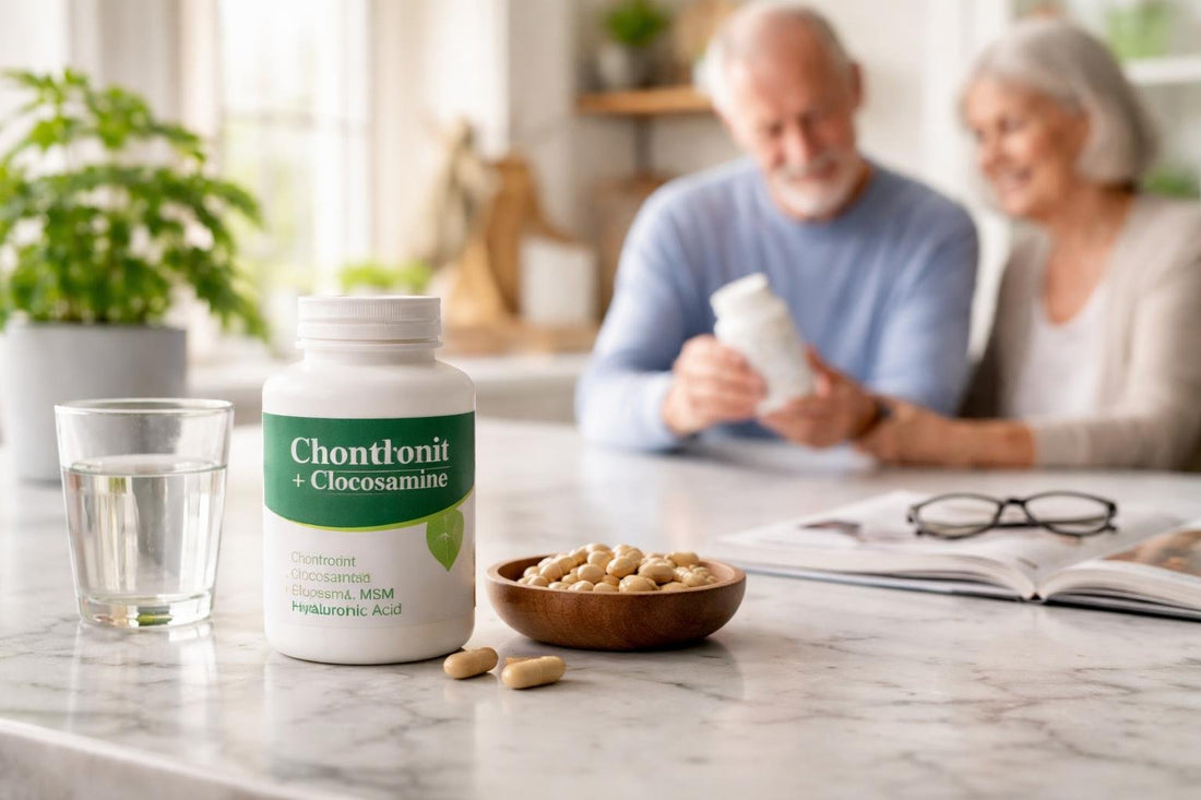 Senior taking chondroitin supplements for joint mobility
