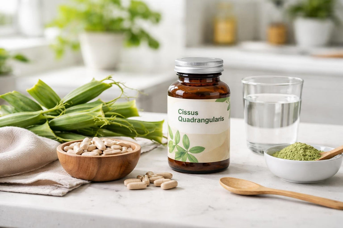 Cissus quadrangularis capsules and plant stems in natural light