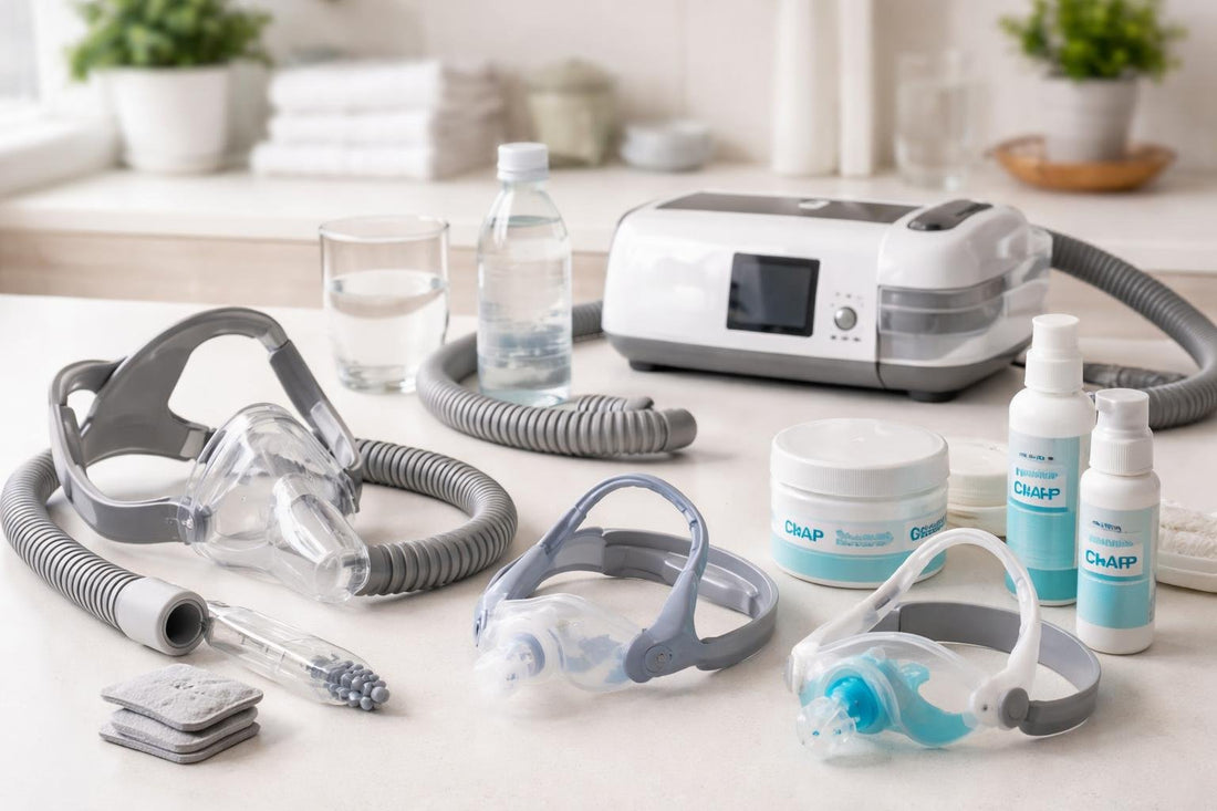 CPAP accessories spread showing safety and fit