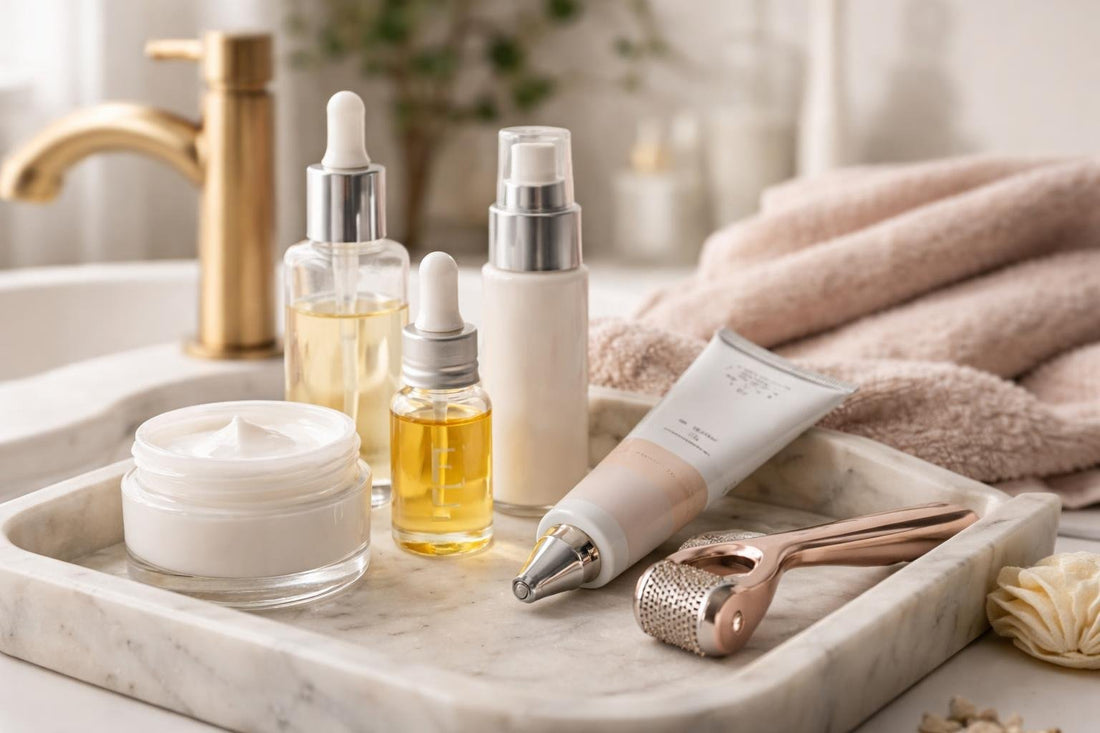 Daily skincare routine using scar reducing treatments at home
