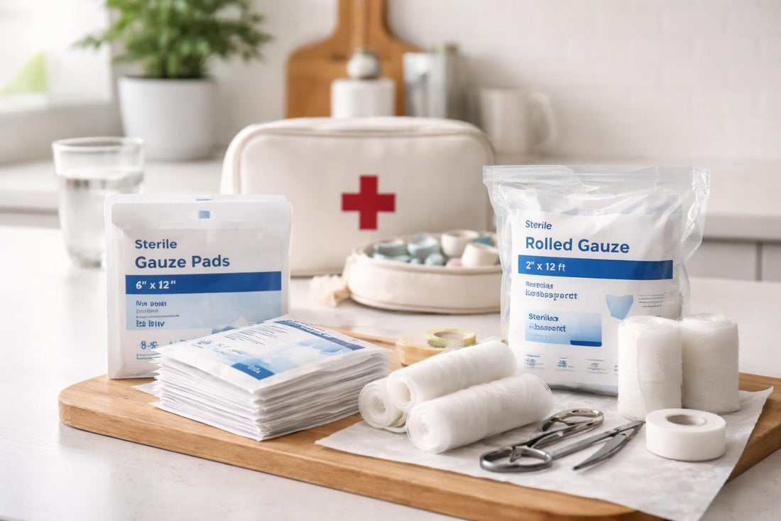First aid gauze packs for home and travel
