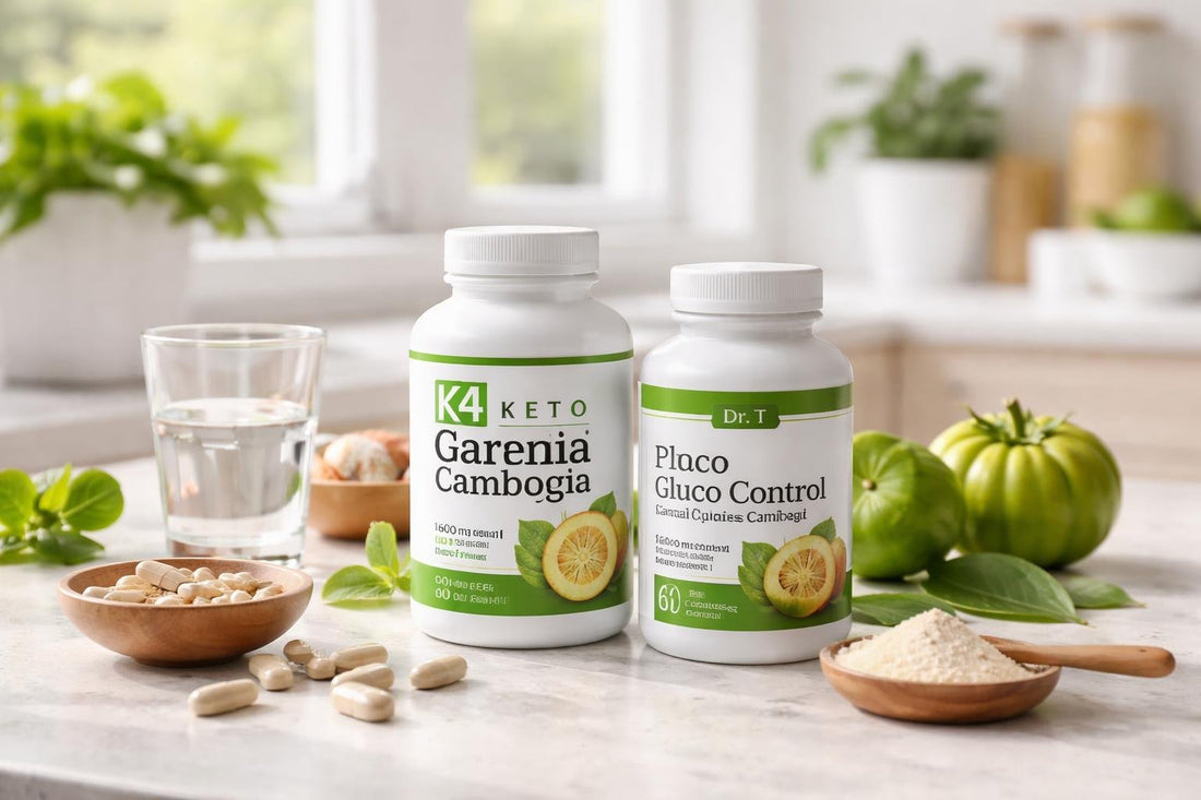 Garcinia cambogia supplement bottles and labels
