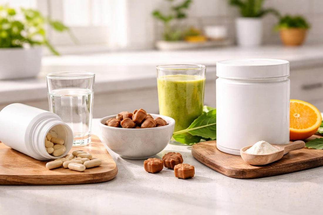 Glucosamine capsules, chews, and powder for daily joint support