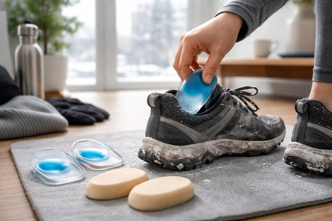 Toronto runner testing heel cushions in winter shoes